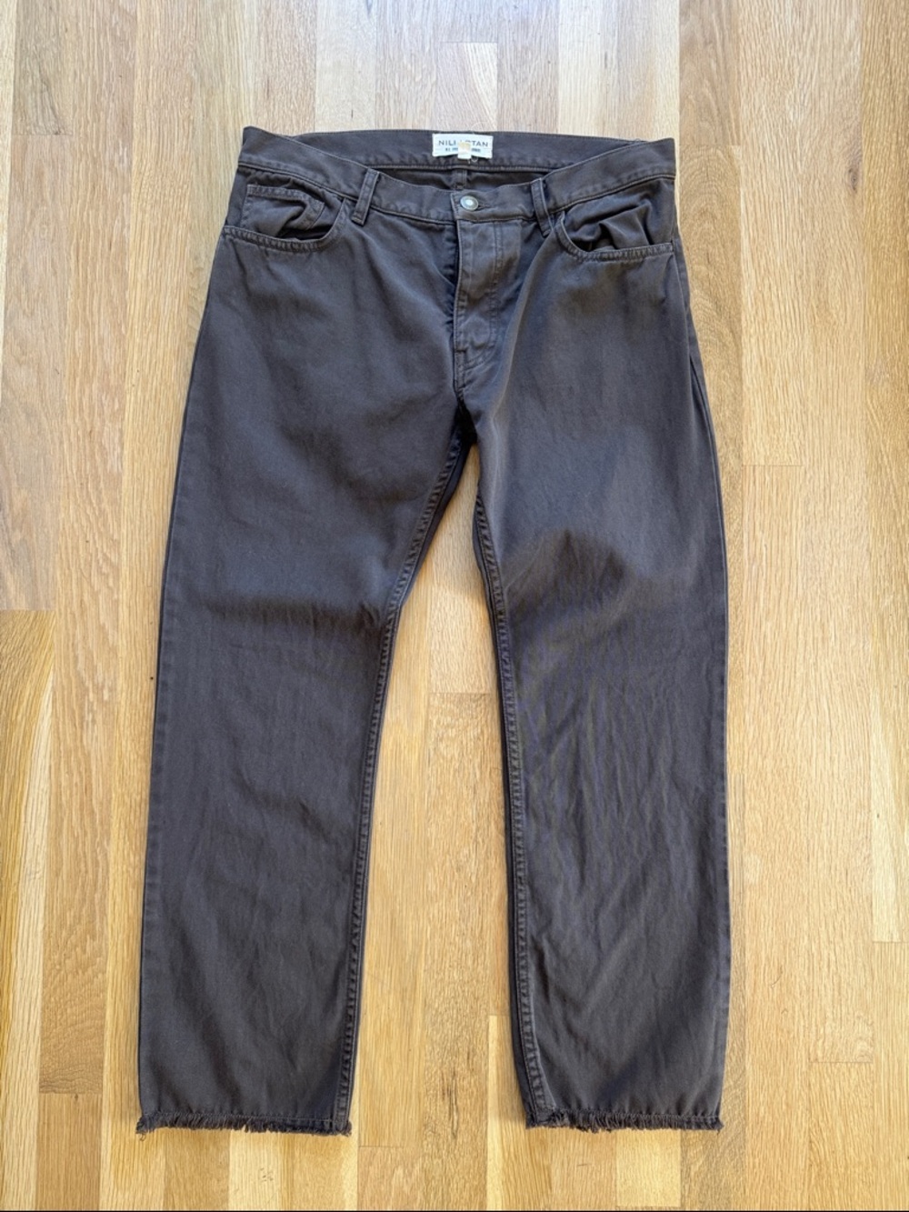 Nili Lotan Mocha Boyfriend Cropped Jeans, Size 6